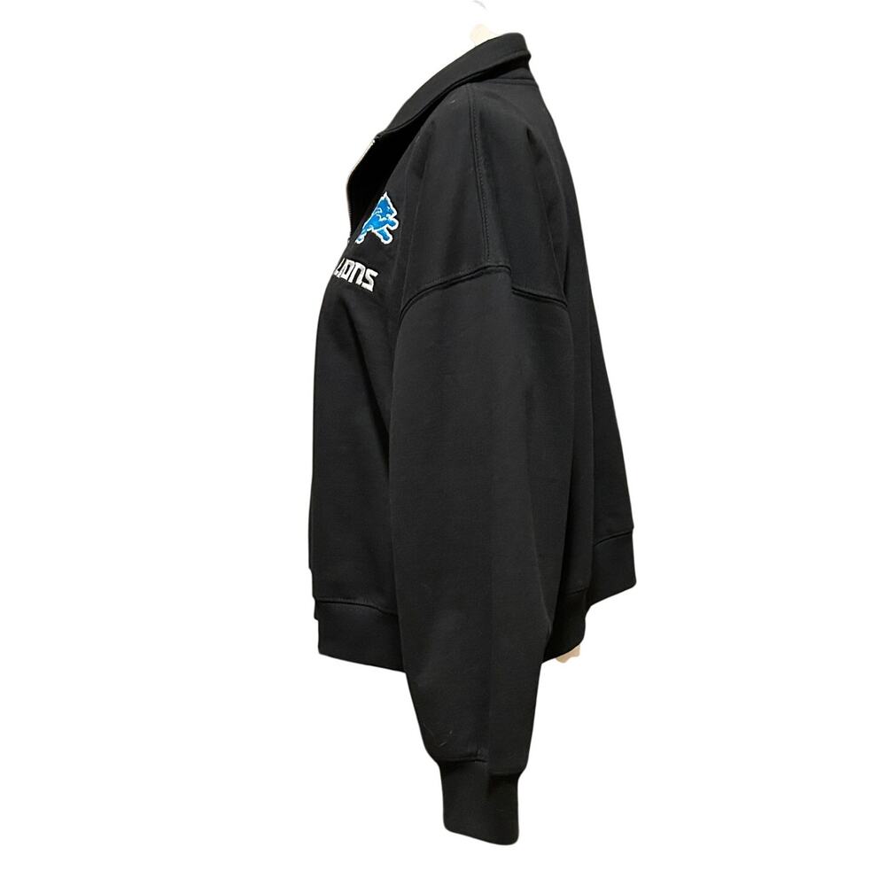 Detroit Lions NFL Cropped Quarter Zip Pullover Sweatshirt Black Women’s X-Large - Picture 3 of 10